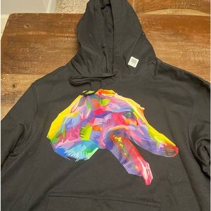 BRAND NEW Black greyhound hooded sweatshirt - size Large. Never worn.